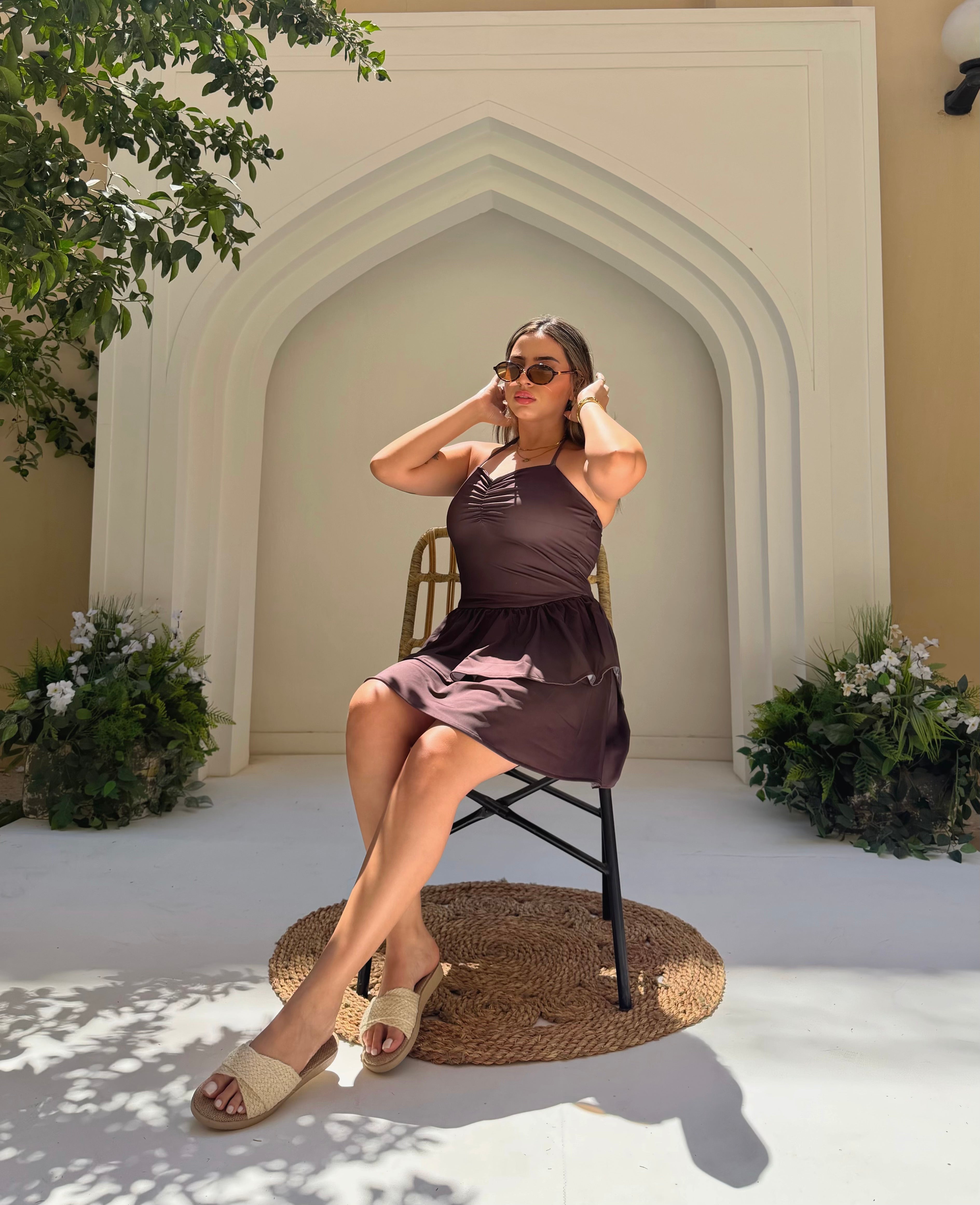 Twirl swimdress in brown