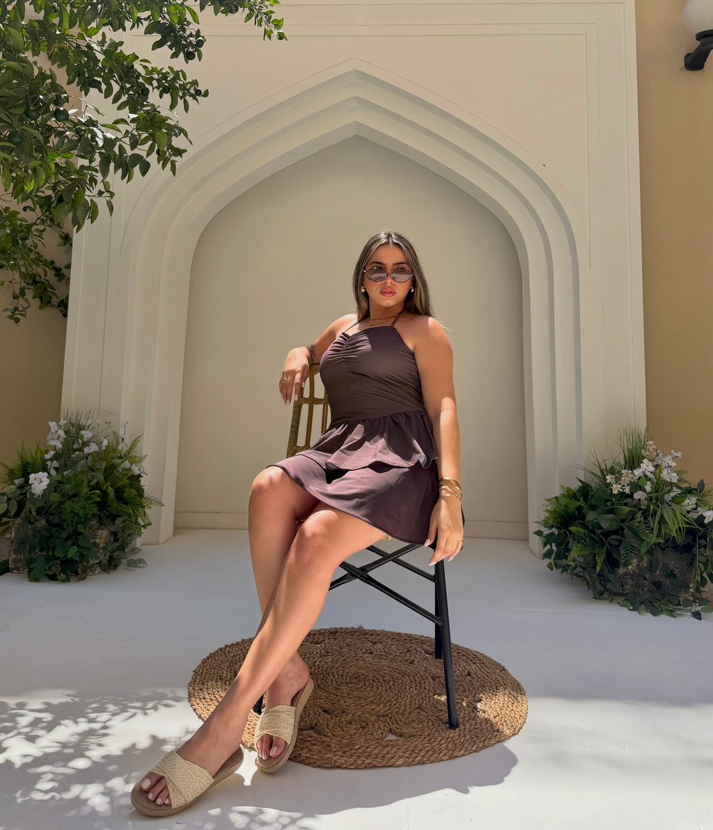 Twirl swimdress in brown