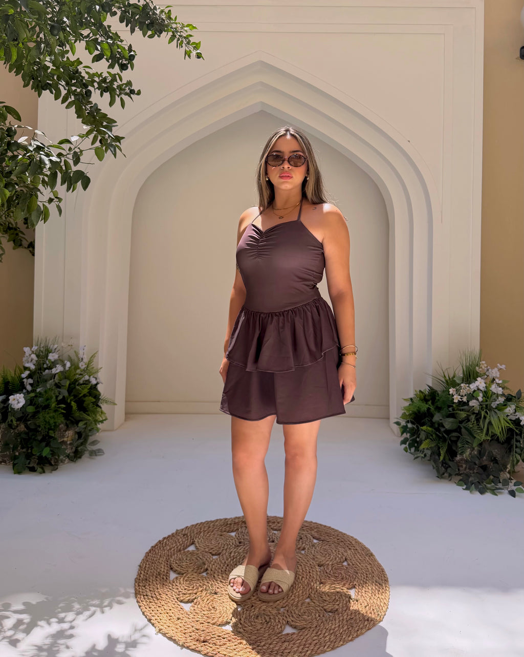 Twirl swimdress in brown