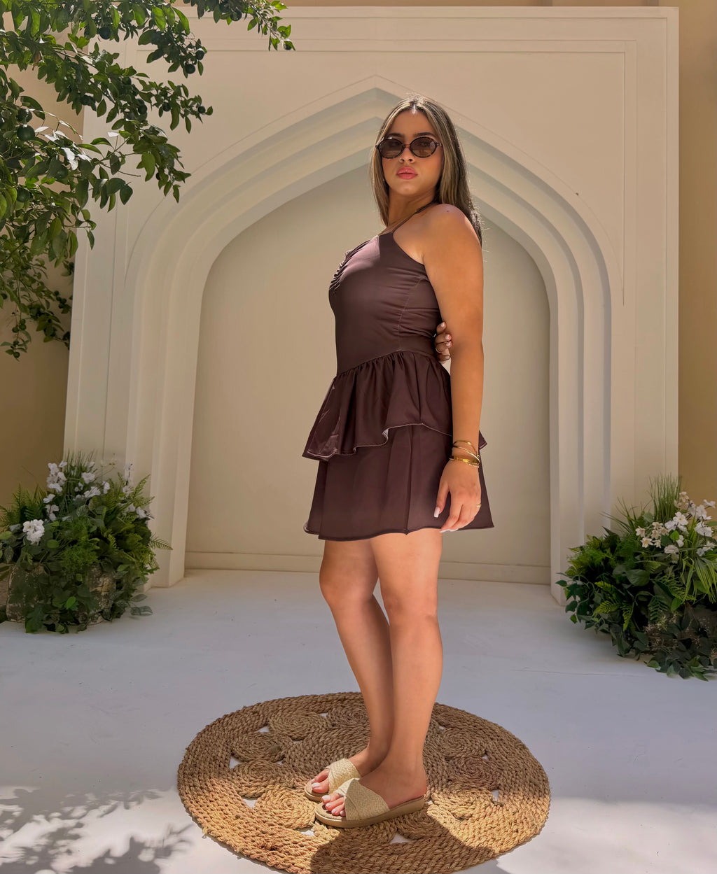 Twirl swimdress in brown