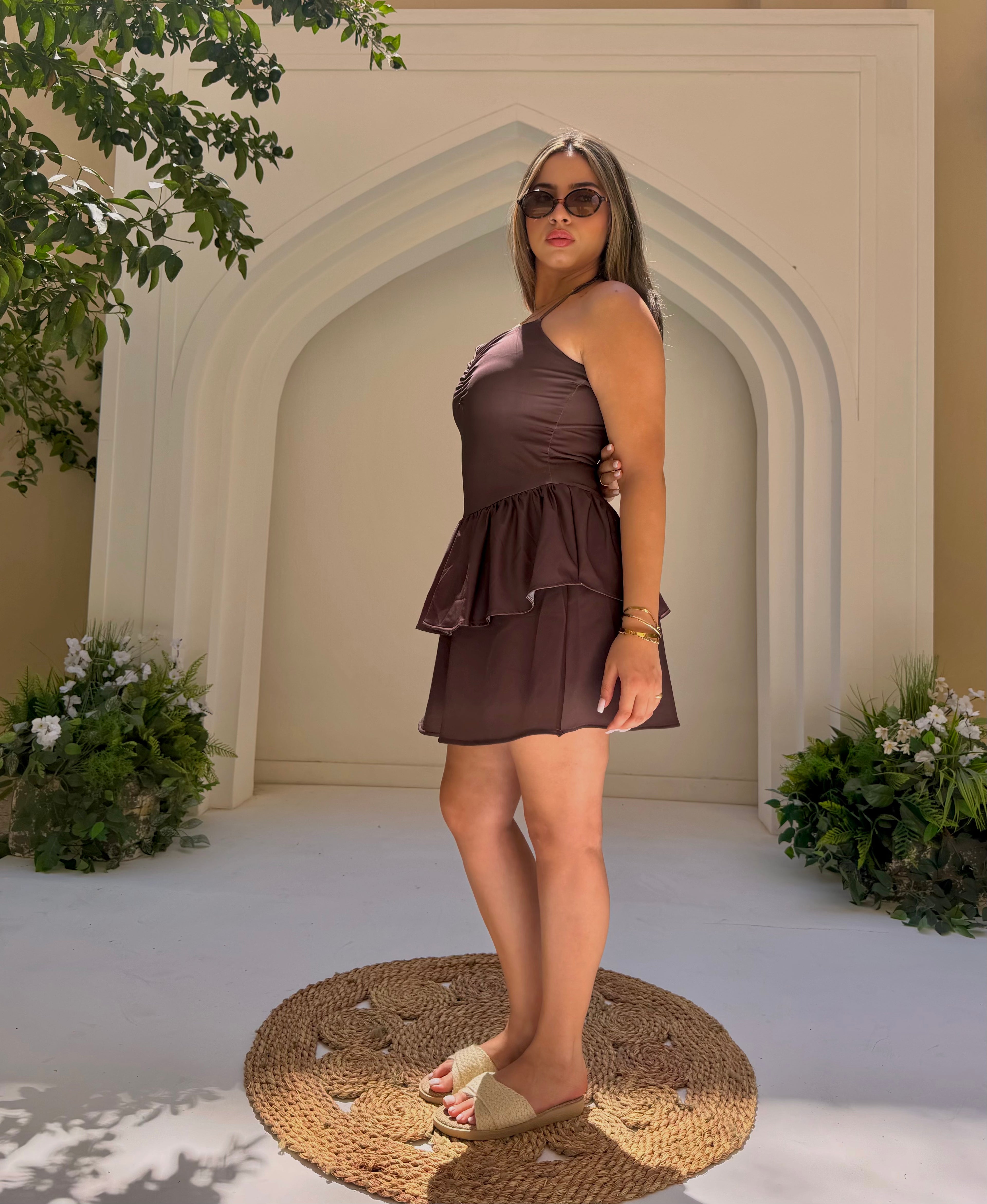 Twirl swimdress in brown