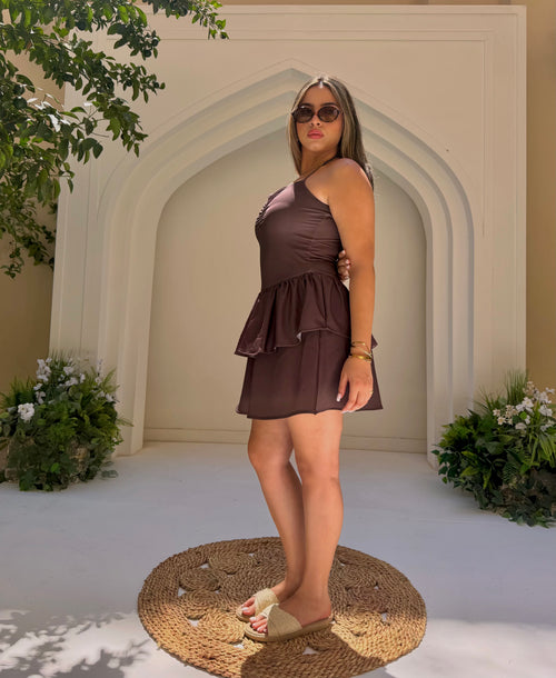 Twirl swimdress in brown
