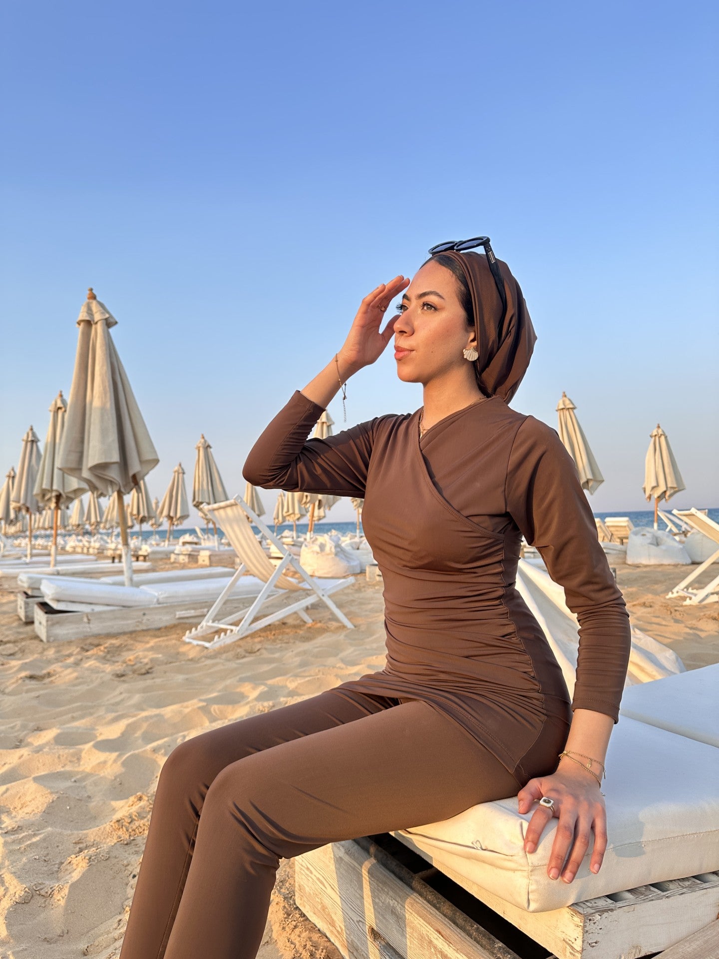 Sculpt burkini in Chocolate Brown